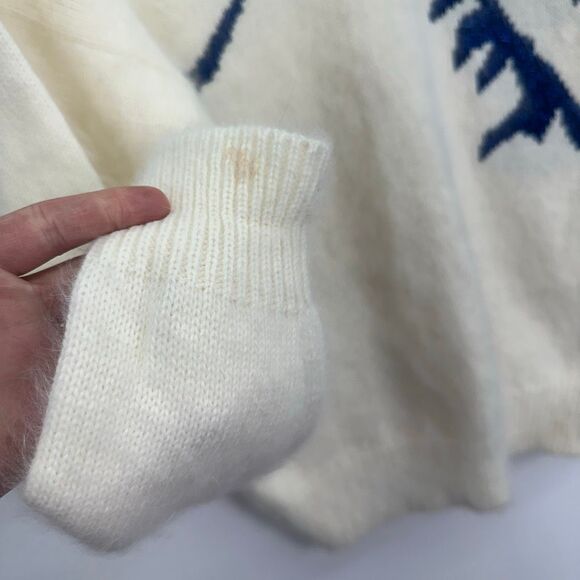 Jane Smith Aspen Women’s Wool Navy Blue Sparkle Mountain Novelty Turtleneck Swea - Picture 5 of 14